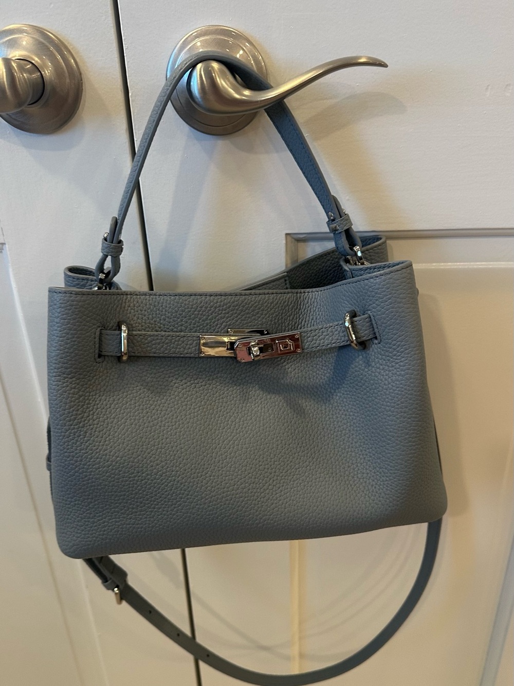 NEW Parker & Hyde steel grey Pebbled Leather Designer inspired Satchel/handbag